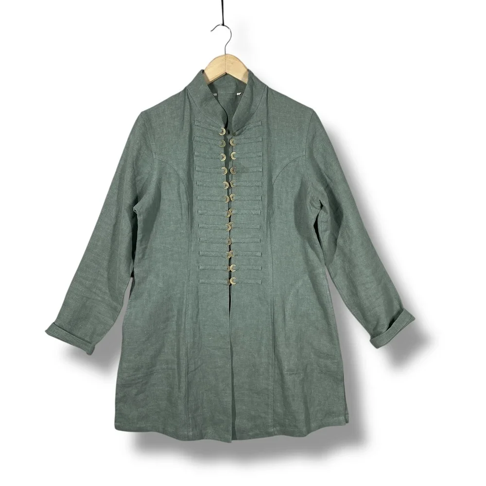 Soft Surroundings Sheffield Military‎ Longline Jacket Womens S Boho Minimalist